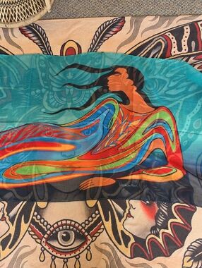 Maxine Noel Signed Colorful Native Art Scarf Canada